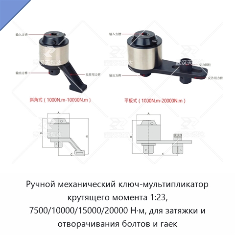 Ручной механический ключ-мультипликатор крутящего момента 1:23, 7500/10000/15000/20000 Н·м, для затяжки и отворачивания болтов и гаек