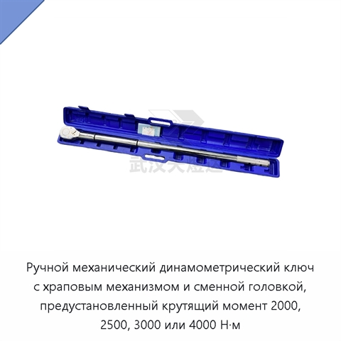 Ручной механический динамометрический ключ с храповым механизмом и сменной головкой, предустановленный крутящий момент 2000, 2500, 3000 или 4000 Н·м