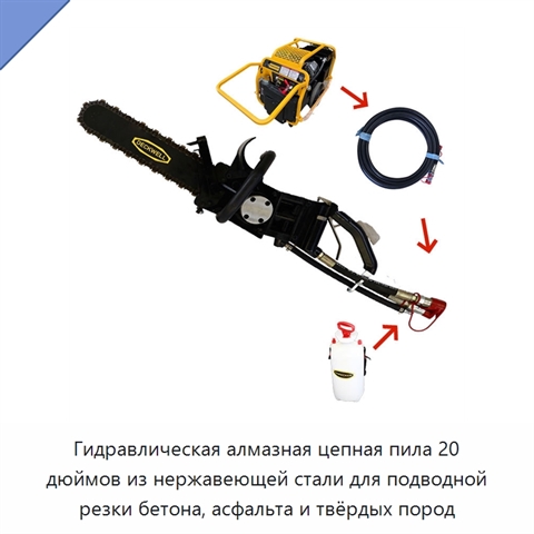 Гидравлическая алмазная цепная пила 20 дюймов из нержавеющей стали для подводной резки бетона, асфальта и твёрдых пород