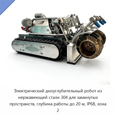 Электрический дноуглубительный робот из нержавеющей стали 304 для замкнутых пространств, глубина работы до 20 м, IP68, зона 2