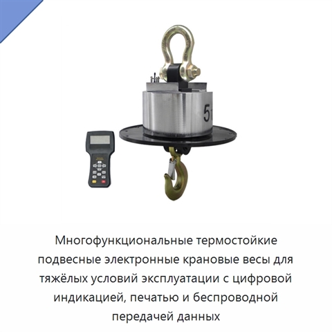 Многофункциональные термостойкие подвесные электронные крановые весы для тяжёлых условий эксплуатации с цифровой индикацией, печатью и беспроводной передачей данных