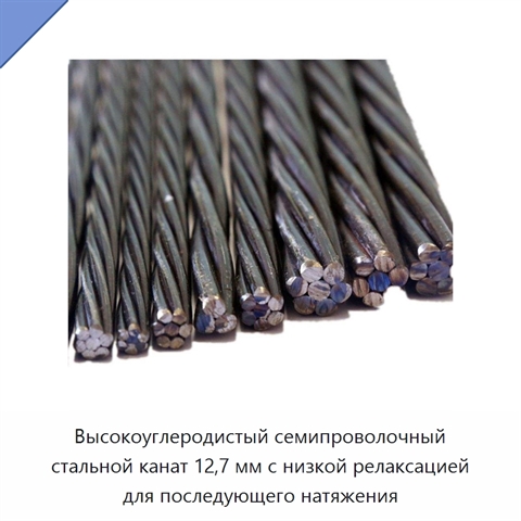 Высокоуглеродистый семипроволочный стальной канат 12,7 мм с низкой релаксацией для последующего натяжения