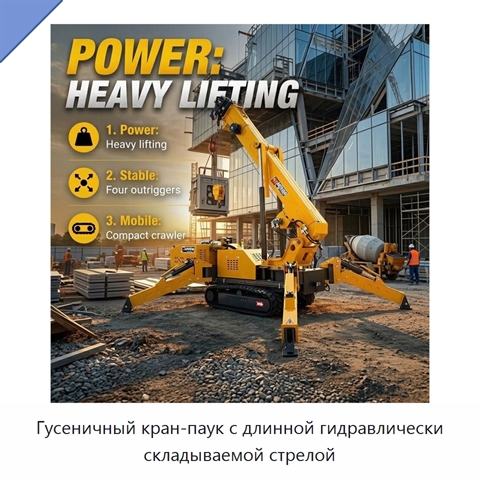 Гусеничный кран-паук с длинной гидравлически складываемой стрелой