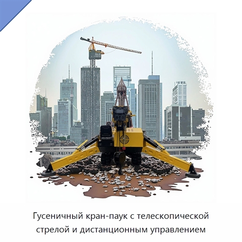 Гусеничный кран-паук с телескопической стрелой и дистанционным управлением