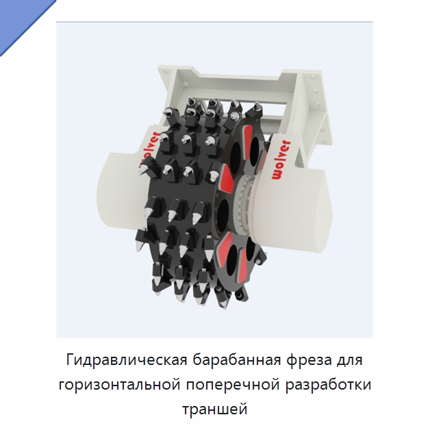 Гидравлическая барабанная фреза для горизонтальной поперечной разработки траншей — Навесное оборудование для строительной техники