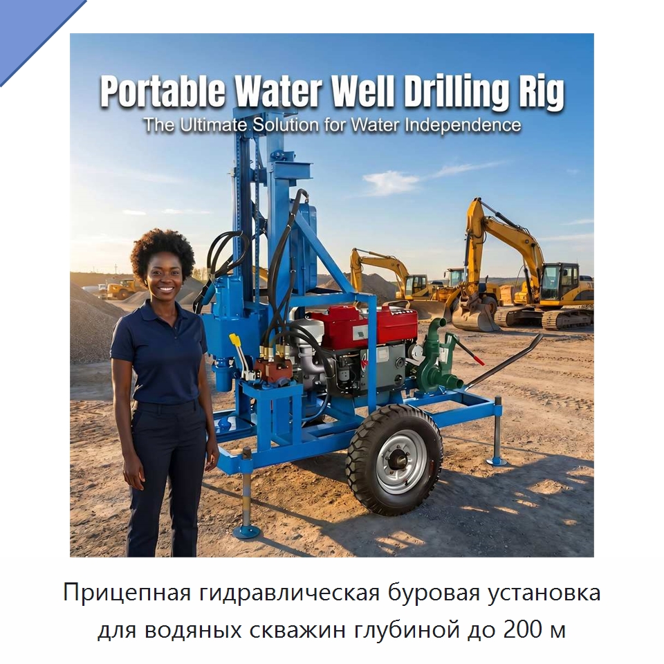 Прицепная гидравлическая буровая установка для водяных скважин глубиной до 200 м — Горнодобывающее оборудование