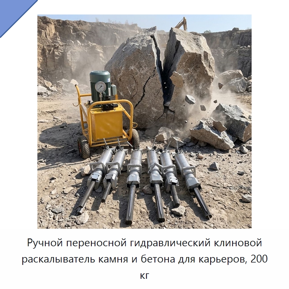 Ручной переносной гидравлический клиновой раскалыватель камня и бетона для карьеров, 200 кг — Прочая строительная техника