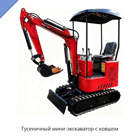 Гусеничный мини-экскаватор с ковшом