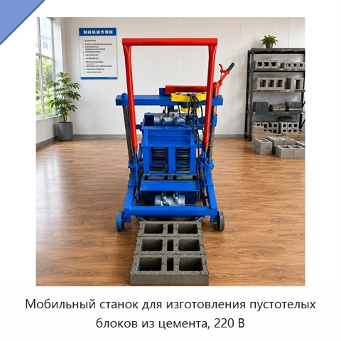 Мобильный станок для изготовления пустотелых блоков из цемента, 220 В