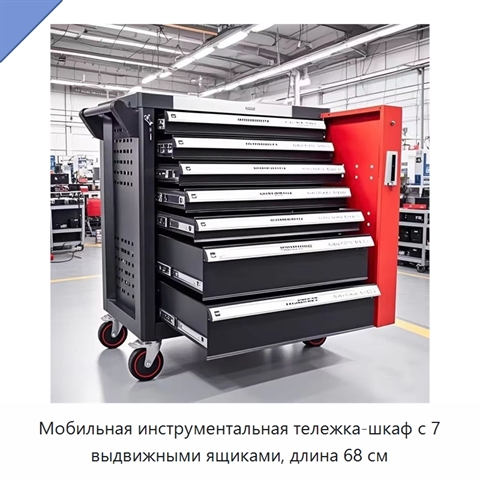 Мобильная инструментальная тележка-шкаф с 7 выдвижными ящиками, длина 68 см