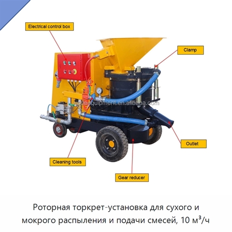Роторная торкрет-установка для сухого и мокрого распыления и подачи смесей, 10 м³/ч