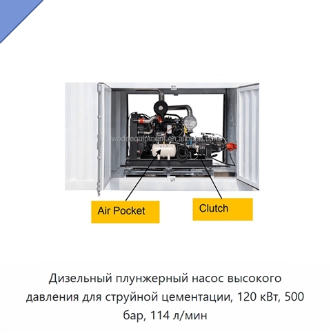 Дизельный плунжерный насос высокого давления для струйной цементации, 120 кВт, 500 бар, 114 л/мин