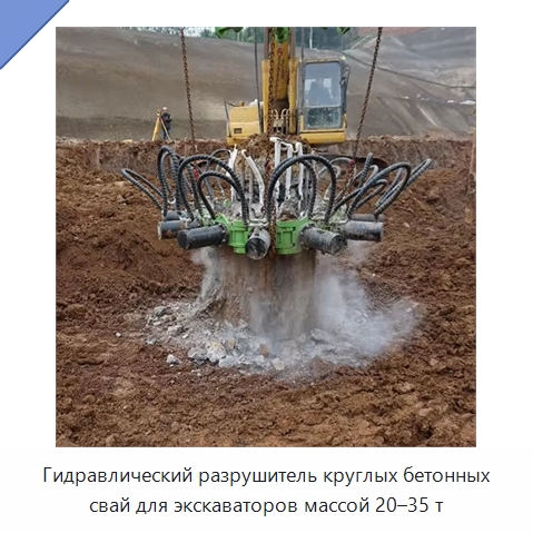 Гидравлический разрушитель круглых бетонных свай для экскаваторов массой 20–35 т — Навесное оборудование для строительной техники