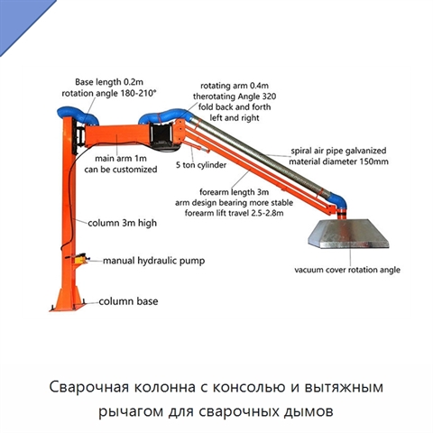Сварочная колонна с консолью и вытяжным рычагом для сварочных дымов