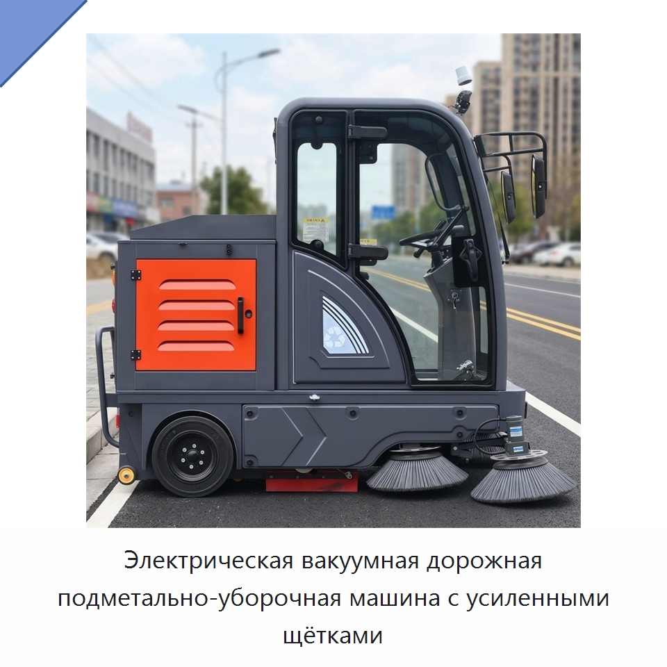 Электрическая вакуумная дорожная подметально-уборочная машина с усиленными щётками — Подметальные машины