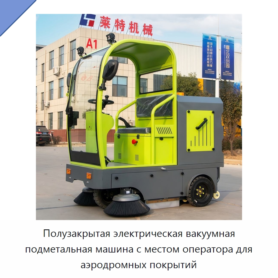Полузакрытая электрическая вакуумная подметальная машина с местом оператора для аэродромных покрытий — Подметальные машины