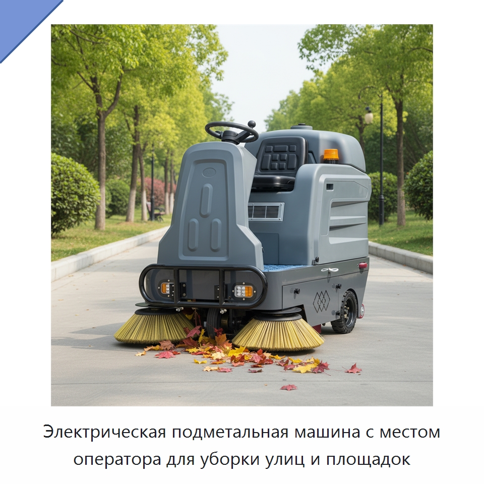 Электрическая подметальная машина с местом оператора для уборки улиц и площадок — Подметальные машины