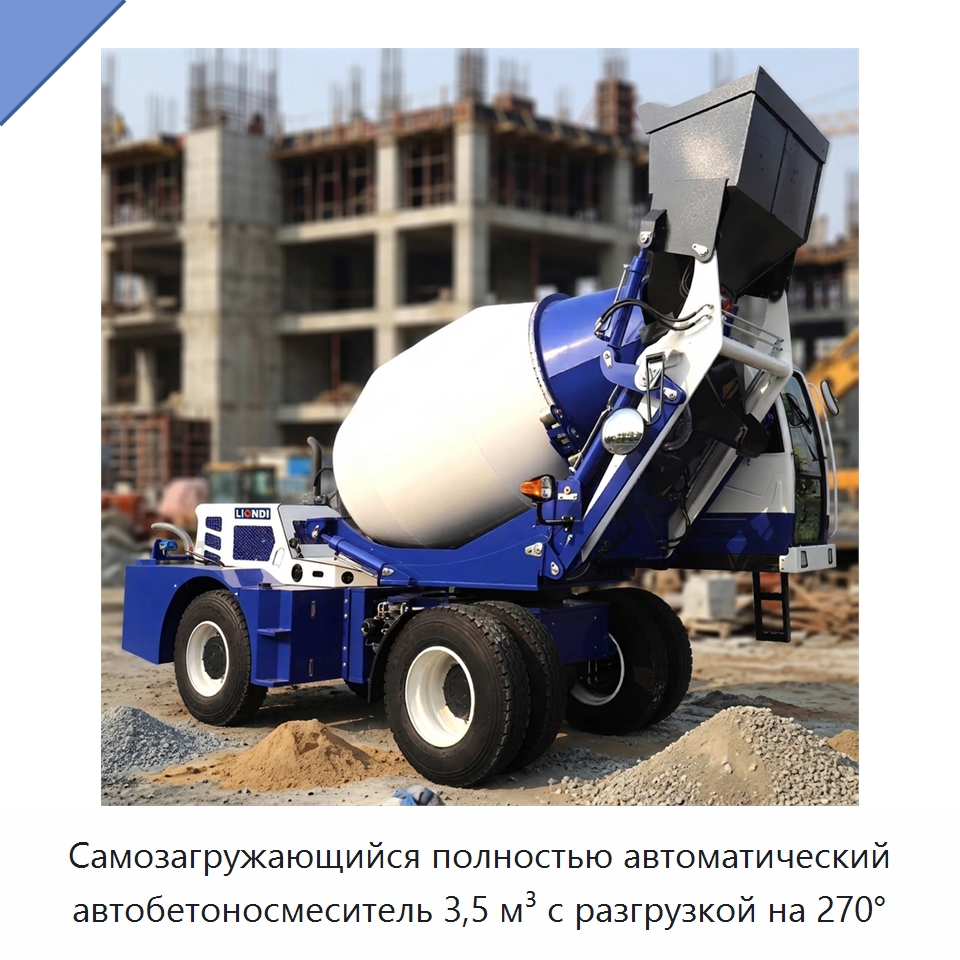 Самозагружающийся полностью автоматический автобетоносмеситель 3,5 м³ с разгрузкой на 270° — Оборудование для работы с бетоном