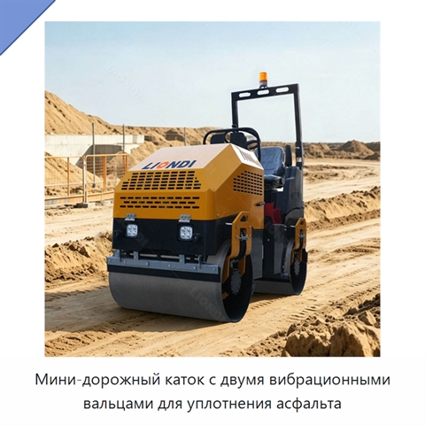 Мини-дорожный каток с двумя вибрационными вальцами для уплотнения асфальта