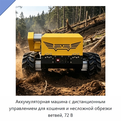 Аккумуляторная машина с дистанционным управлением для кошения и несложной обрезки ветвей, 72 В