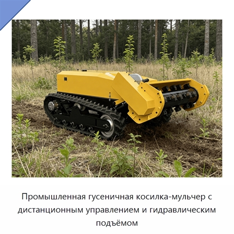 Промышленная гусеничная косилка-мульчер с дистанционным управлением и гидравлическим подъёмом