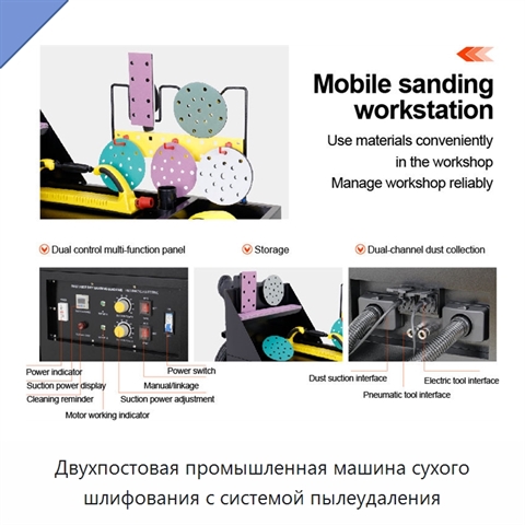 Двухпостовая промышленная машина сухого шлифования с системой пылеудаления