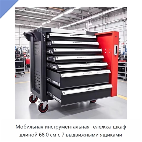 Мобильная инструментальная тележка-шкаф длиной 68,0 см с 7 выдвижными ящиками