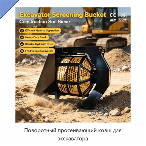 Поворотный просеивающий ковш для экскаватора