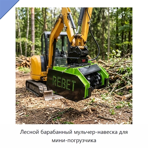 Лесной барабанный мульчер-навеска для мини-погрузчика