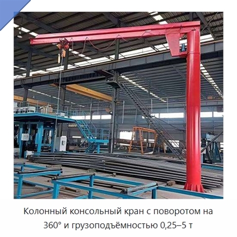 Колонный консольный кран с поворотом на 360° и грузоподъёмностью 0,25–5 т
