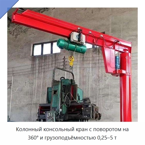 Колонный консольный кран с поворотом на 360° и грузоподъёмностью 0,25–5 т