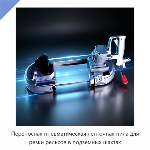 Переносная пневматическая ленточная пила для резки рельсов в подземных шахтах