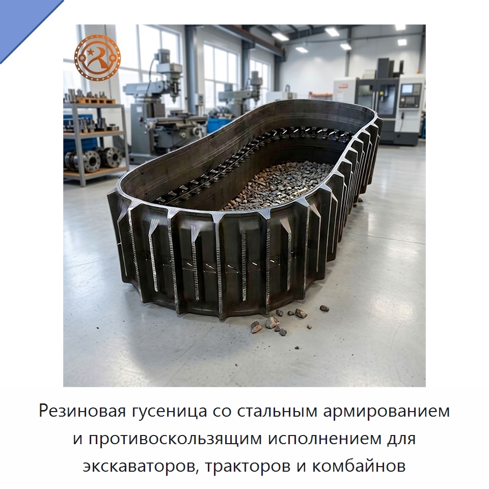 Резиновая гусеница со стальным армированием и противоскользящим исполнением для экскаваторов, тракторов и комбайнов — Горнодобывающее оборудование
