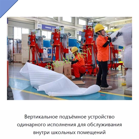 Вертикальное подъёмное устройство одинарного исполнения для обслуживания внутри школьных помещений