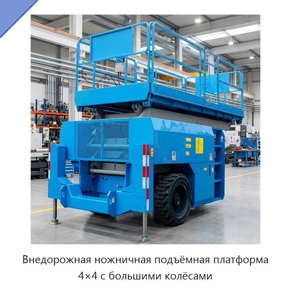 Внедорожная ножничная подъёмная платформа 4×4 с большими колёсами — Подъемные столы