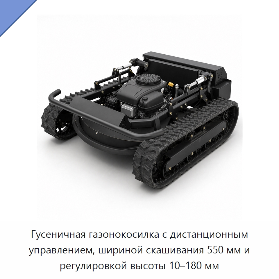 Гусеничная газонокосилка с дистанционным управлением, шириной скашивания 550 мм и регулировкой высоты 10–180 мм — Сельскохозяйственная техника и оборудование