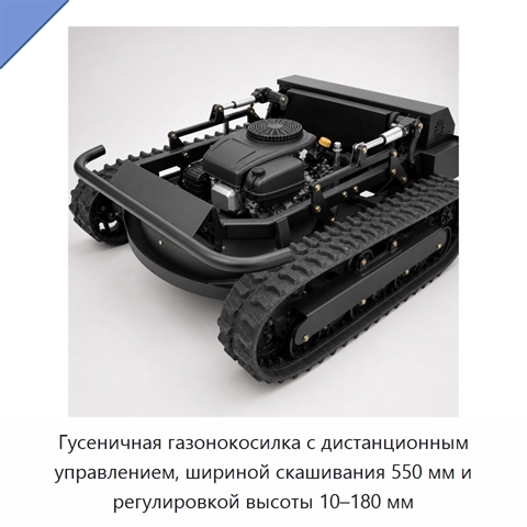 Гусеничная газонокосилка с дистанционным управлением, шириной скашивания 550 мм и регулировкой высоты 10–180 мм