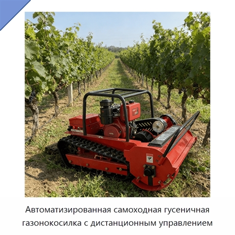 Автоматизированная самоходная гусеничная газонокосилка с дистанционным управлением