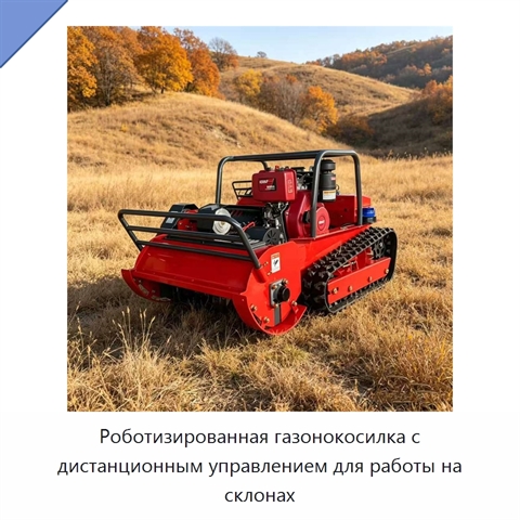 Роботизированная газонокосилка с дистанционным управлением для работы на склонах