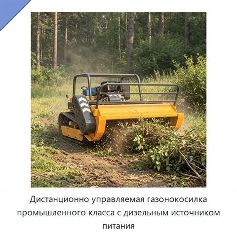 Дистанционно управляемая газонокосилка промышленного класса с дизельным источником питания