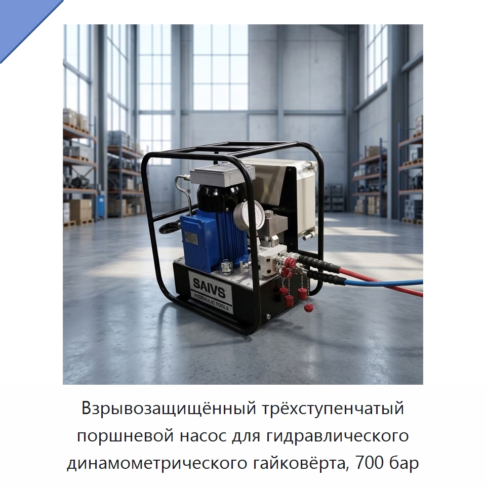 Взрывозащищённый трёхступенчатый поршневой насос для гидравлического динамометрического гайковёрта, 700 бар — Гидронасосы