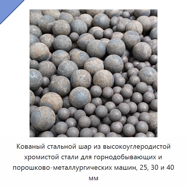 Кованый стальной шар из высокоуглеродистой хромистой стали для горнодобывающих и порошково-металлургических машин, 25, 30 и 40 мм