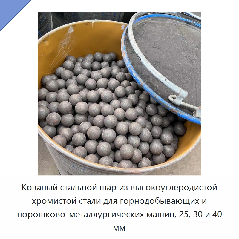 Кованый стальной шар из высокоуглеродистой хромистой стали для горнодобывающих и порошково-металлургических машин, 25, 30 и 40 мм