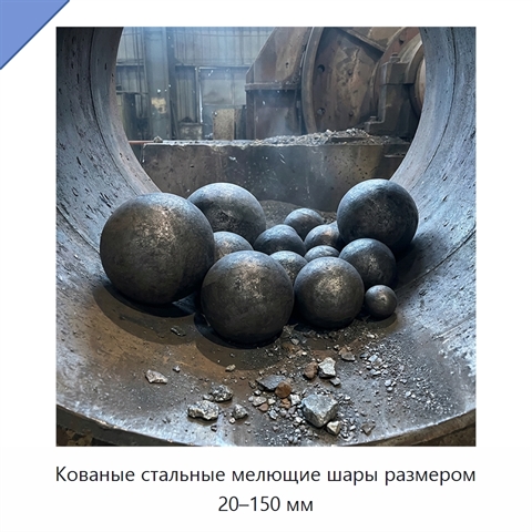 Кованые стальные мелющие шары размером 20–150 мм