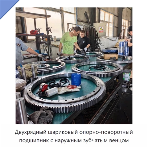Двухрядный шариковый опорно-поворотный подшипник с наружным зубчатым венцом