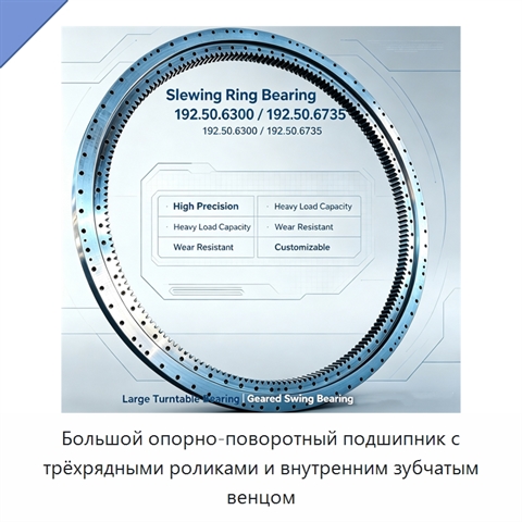 Большой опорно-поворотный подшипник с трёхрядными роликами и внутренним зубчатым венцом