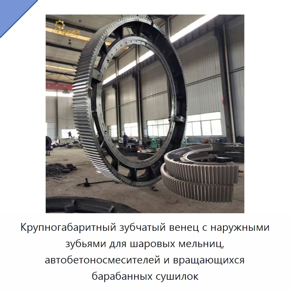 Крупногабаритный зубчатый венец с наружными зубьями для шаровых мельниц, автобетоносмесителей и вращающихся барабанных сушилок — Зубчатые колеса