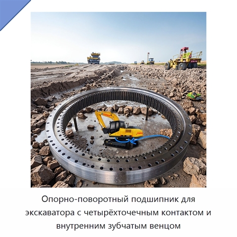 Опорно-поворотный подшипник для экскаватора с четырёхточечным контактом и внутренним зубчатым венцом