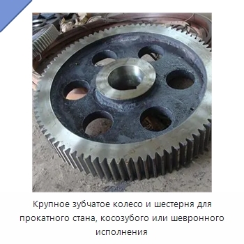 Крупное зубчатое колесо и шестерня для прокатного стана, косозубого или шевронного исполнения