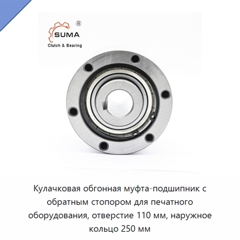 Кулачковая обгонная муфта-подшипник с обратным стопором для печатного оборудования, отверстие 110 мм, наружное кольцо 250 мм
